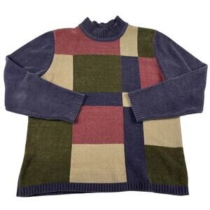 Abstract Block MCM Colorful Pattern Vintage 90s Acrylic Sweater Size Medium